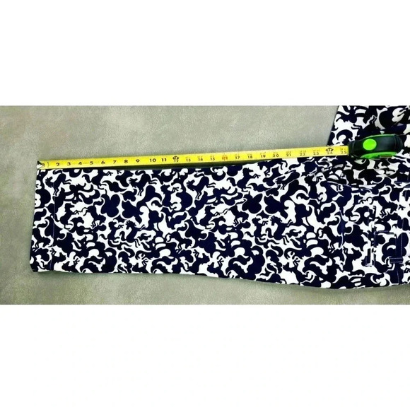 Lilyl Pulitzer Palm Beach Fit Size 2 Womens Navy White Horse Corduroy Crop Pants - Picture 6 of 13